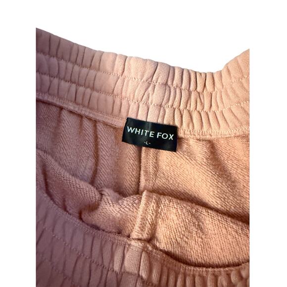 White Fox Lounge Shorts Soft Women Large Light Pink Comfy Relaxing Loose Fit - Picture 4 of 5